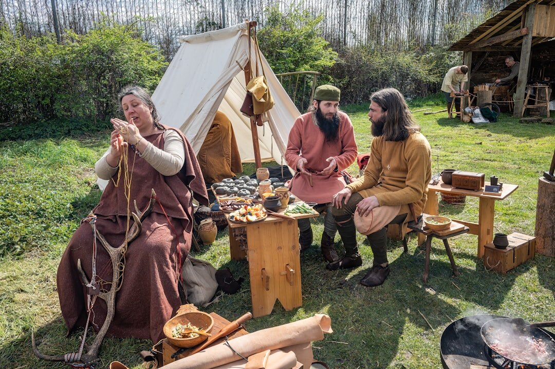 group of people at historical reenactment